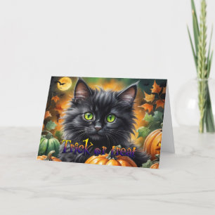 Glad Halloween Katt med pumpa Helgkort