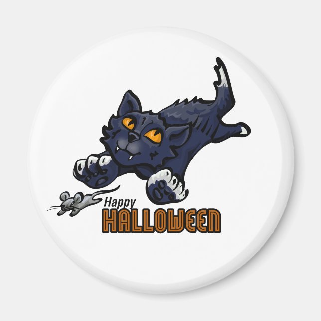 Glad Halloween Katt och Mus Magnet (Framsidan)