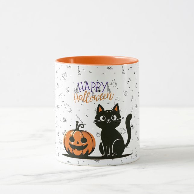 Glad Halloween katt & pumpa Mugg (Center)