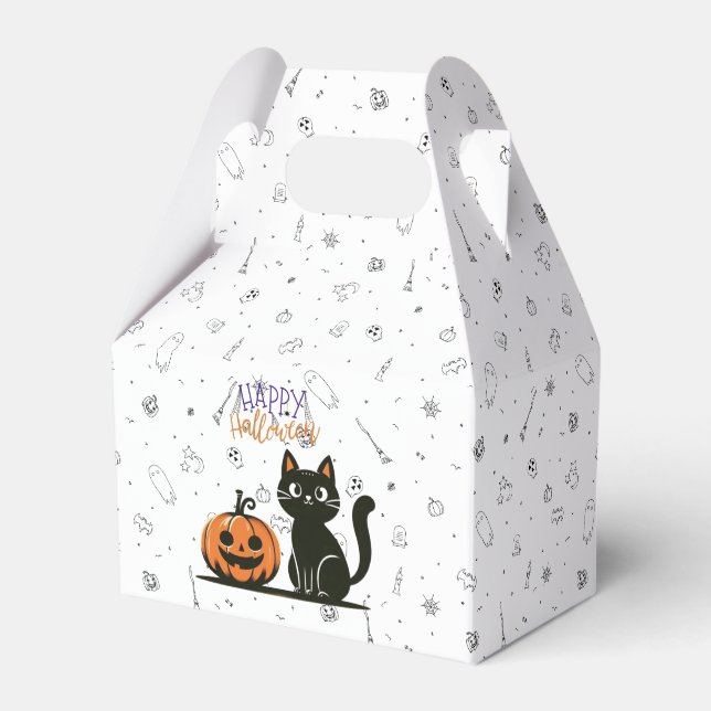 Glad Halloween katt & pumpa Presentaskar (Framsidan Sidan)