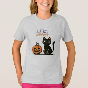Glad Halloween katt & pumpa T Shirt
