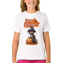 Glad Halloween Katt T-Shirt – Sött Svart Katt Desi