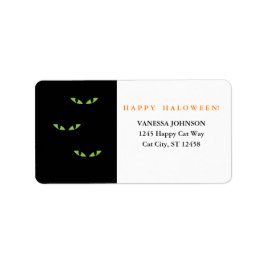 Glad Halloween Kattöga Returadressetiketter 3 Adressetikett