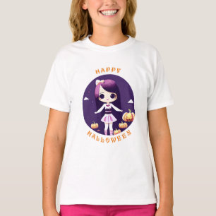 Glad Halloween Kawaii Flicka T Shirt