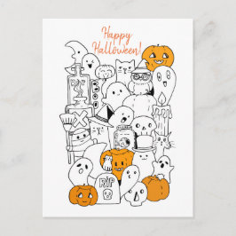 Glad Halloween Kawaii Klotter Vykort