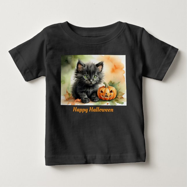 Glad Halloween Kittel  T Shirt (Framsida)