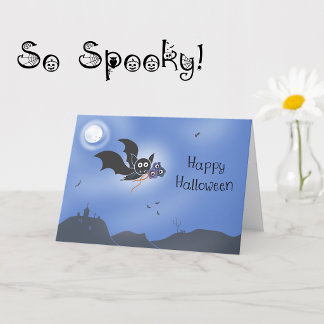 Glad Halloween-kort Söt fladdermus med skrämmande Kort