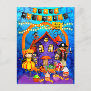 Glad Halloween Kostym barn Fest Firande Vykort
