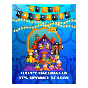 Glad Halloween-kostym barn festfirande Fototryck