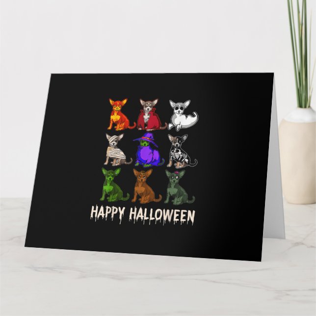 Glad Halloween-kostym Chihuahua Hundälskare Kort (Framsida)