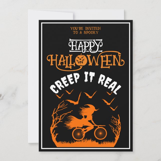 Glad Halloween, kryp det verkliga kostymparty  Inbjudningar (Framsida)
