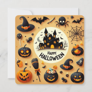 Glad Halloween Kul Spöklik Blandning & Hemsökt Hus Inbjudningar