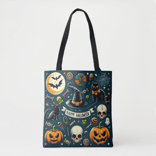 Glad Halloween Kul & Spöklik Tygkasse (Framsida)