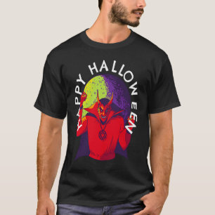 Glad Halloween Kuslig Djävul Satan i Fullmåne T Shirt