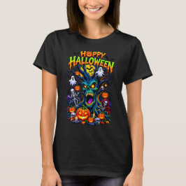 Glad Halloween Kuslig Hemsökt Träd Design T Shirt