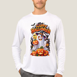 Glad Halloween Kuslig Hemsökt Träd Design T Shirt