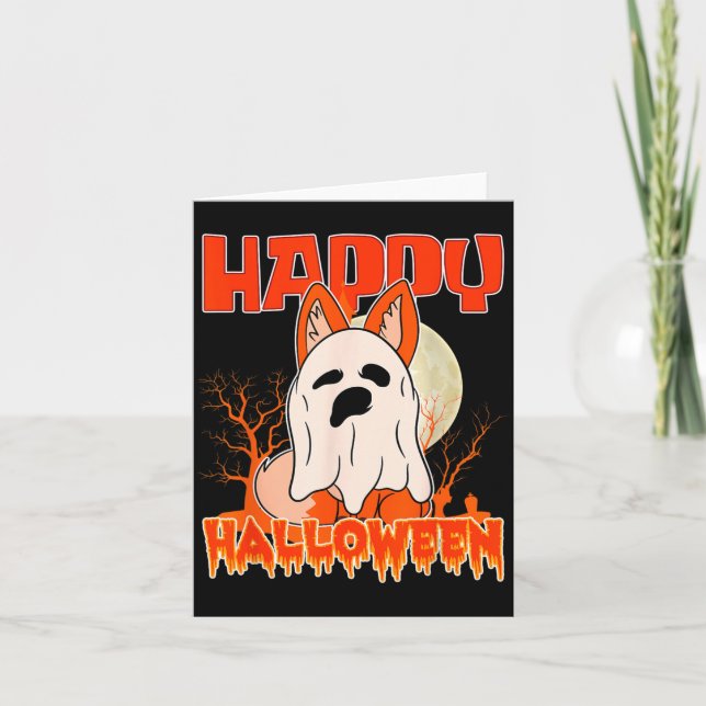 Glad Halloween Kuslig Hund Halloween Spök Hund Kort (Framsida)
