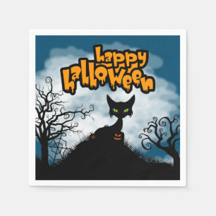 Glad Halloween Kuslig Kattfest Pappersservett
