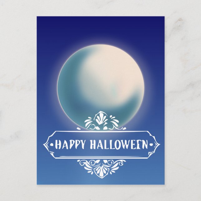 Glad Halloween Kuslig Måne Vykort (Framsida)