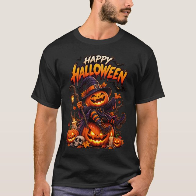 Glad Halloween kuslig natt T Shirt (Framsida)
