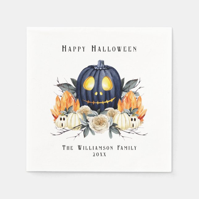 Glad Halloween Kuslig Samhain Pumpa Kristaller   Pappersservett (Framsidan)
