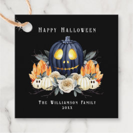 Glad Halloween Kuslig Samhain Pumpor Kristaller Gåvor Etiketter