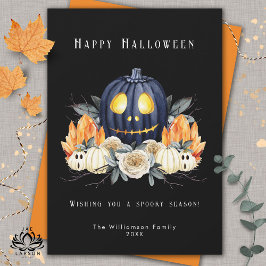 Glad Halloween Kuslig Samhain Pumpor Kristaller Julkort