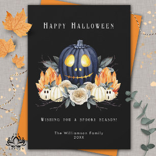 Glad Halloween Kuslig Samhain Pumpor Kristaller Julkort