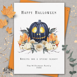 Glad Halloween Kuslig Samhain Pumpor Kristaller Julkort
