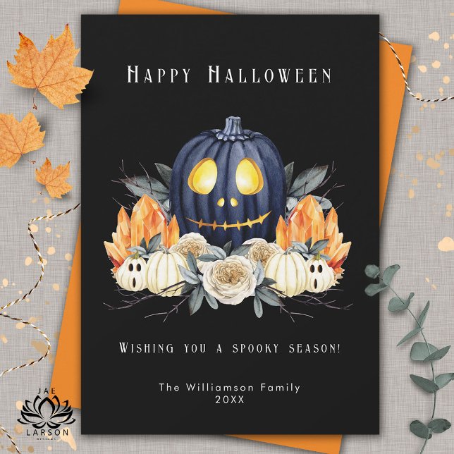 Glad Halloween Kuslig Samhain Pumpor Kristaller   Julkort (Skapare uppladdad)