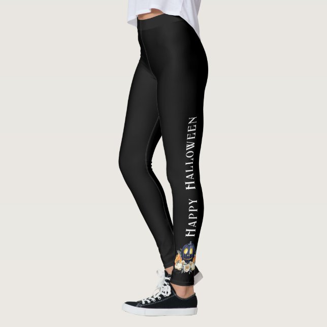 Glad Halloween Kuslig Samhain Pumpor Kristaller   Leggings (Vänster)