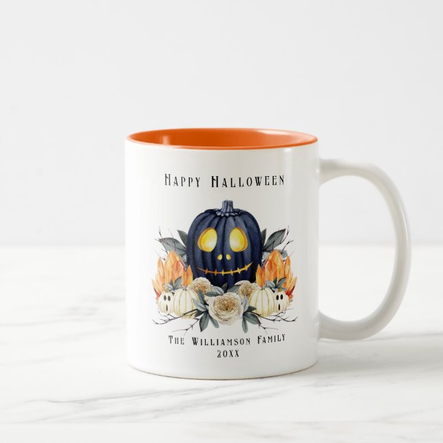 Glad Halloween Kuslig Samhain Pumpor Kristaller   Två-Tonad Mugg (Höger)