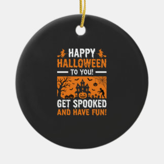 Glad Halloween Kuslig Spökhus Citat Julgransprydnad Keramik