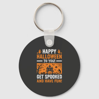Glad Halloween Kuslig Spökhus Citat Nyckelring