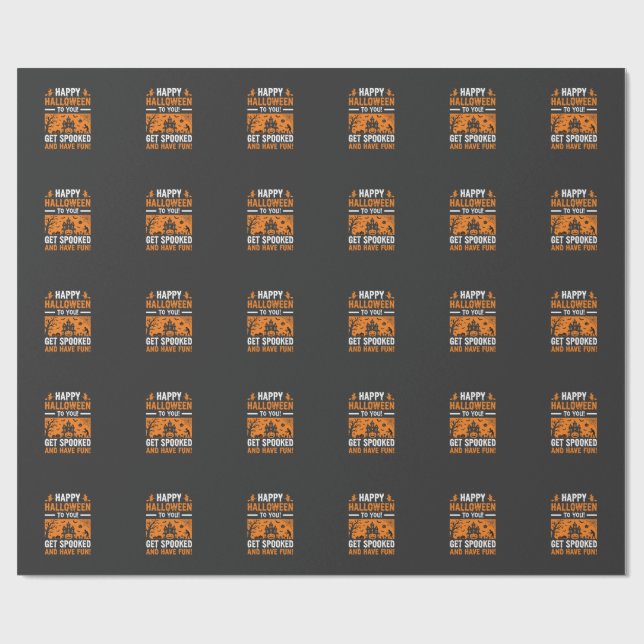 Glad Halloween Kuslig Spökhus Citat Presentpapper (Platt)