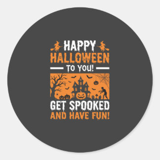 Glad Halloween Kuslig Spökhus Citat Runt Klistermärke