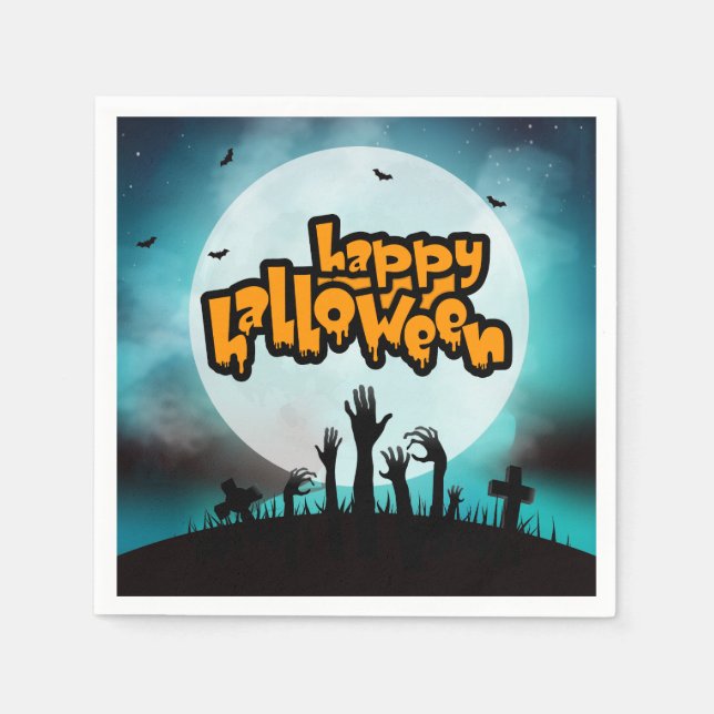 Glad Halloween Kuslig Zombiefest Pappersservett (Framsidan)