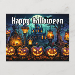 Glad Halloween Kusliga Illvilliga Pumpor Vykort