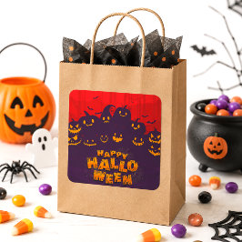Glad Halloween Kusliga Pumpa Barn Festpresent Fyrkantigt Klistermärke