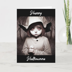 Glad Halloween Kusligt barn i konstig kostym Kort