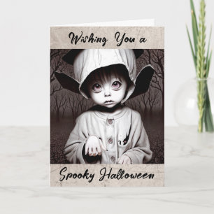 Glad Halloween Kusligt barn i konstig kostym Kort