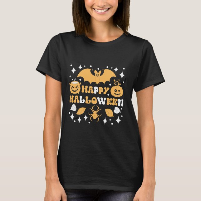 Glad Halloween Kvinnor  T Shirt (Framsida)