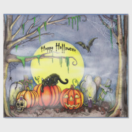 Glad Halloween Kyrkogårdsscen Presentpapper