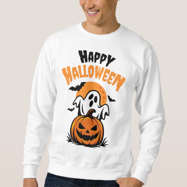 Glad Halloween Lång Ärmad Tröja (Framsida)