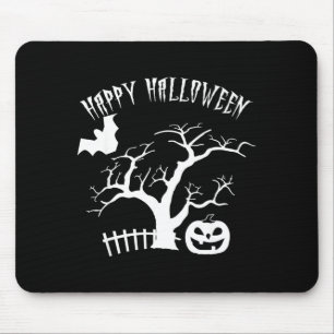 Glad halloween läskig natt träd pumpa ansikte flad musmatta