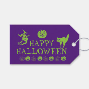 Glad Halloween lila gröna spökliga presenter Presentetikett