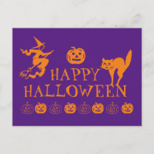 Glad Halloween lila orange spöklik