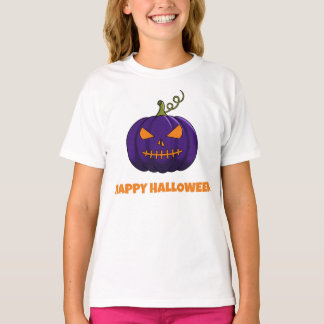 Glad Halloween Lila Pumpa Flickor T-shirt