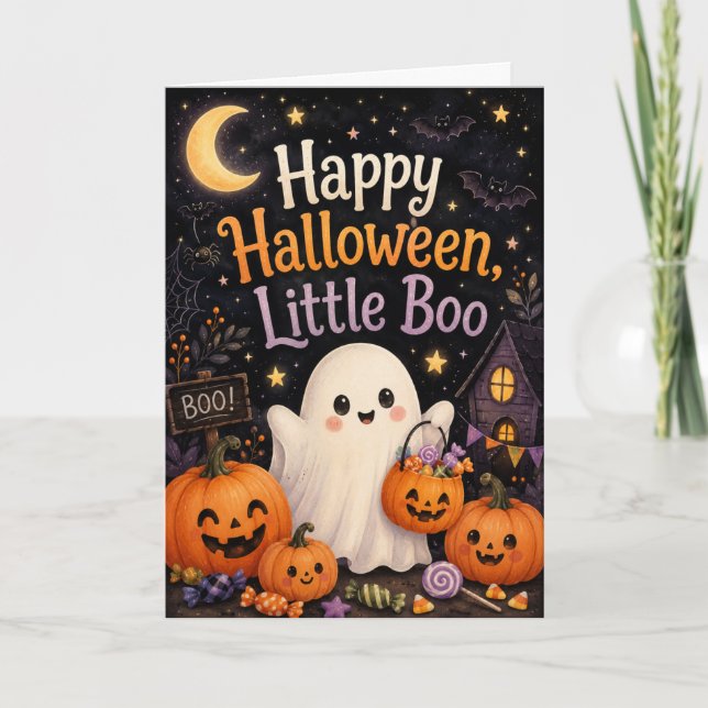 Glad Halloween Lille Boo Kort (Framsida)