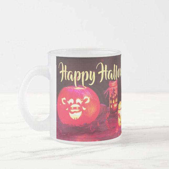 Glad Halloween-ljus Frostad Glasmugg (Vänster)